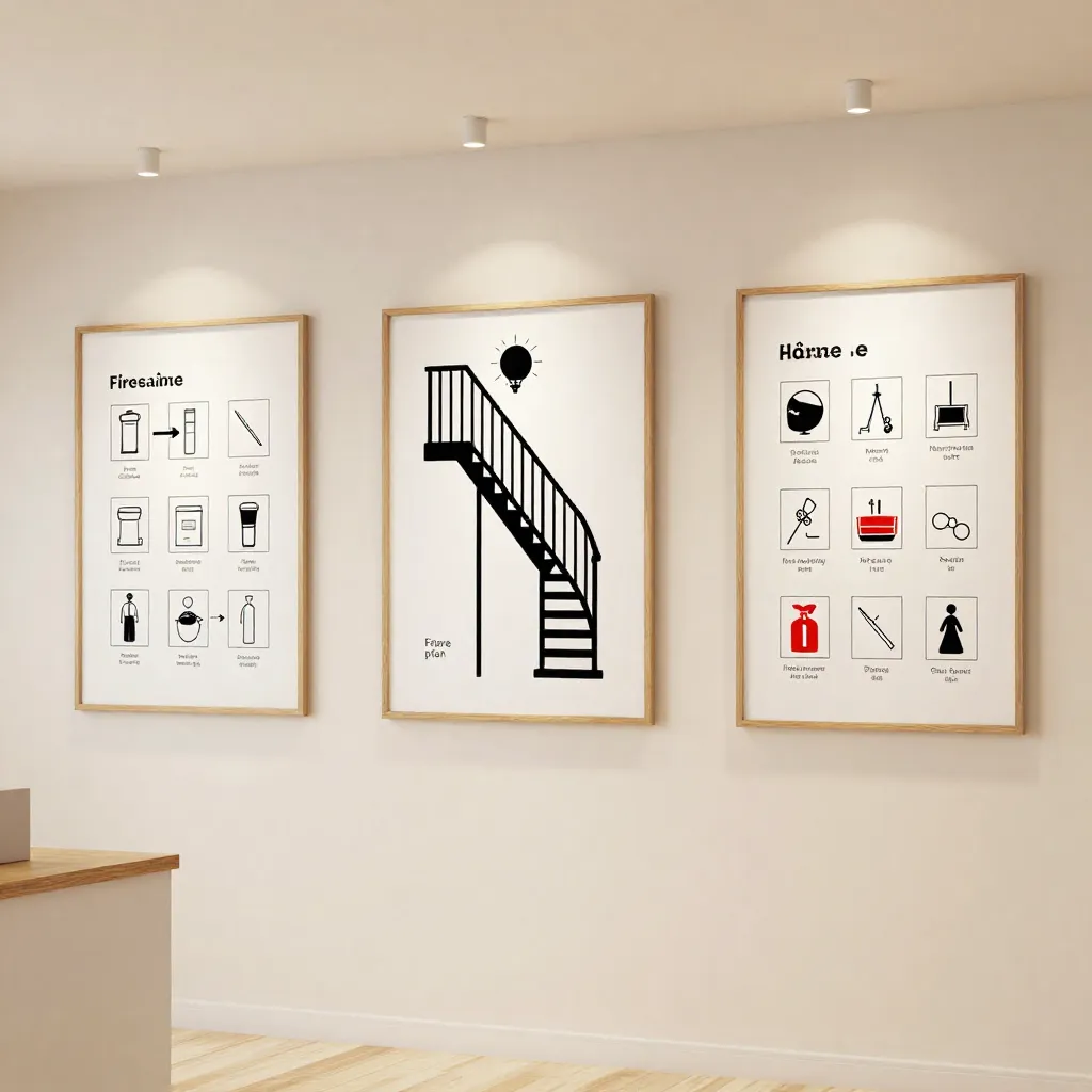 Escape plan poster design with exit arrows