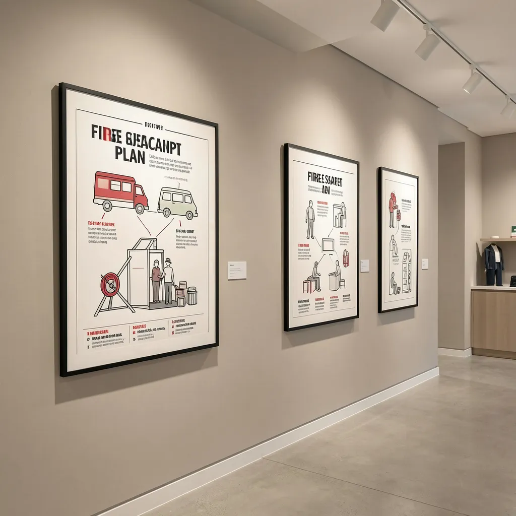 Minimal fire escape plan layout