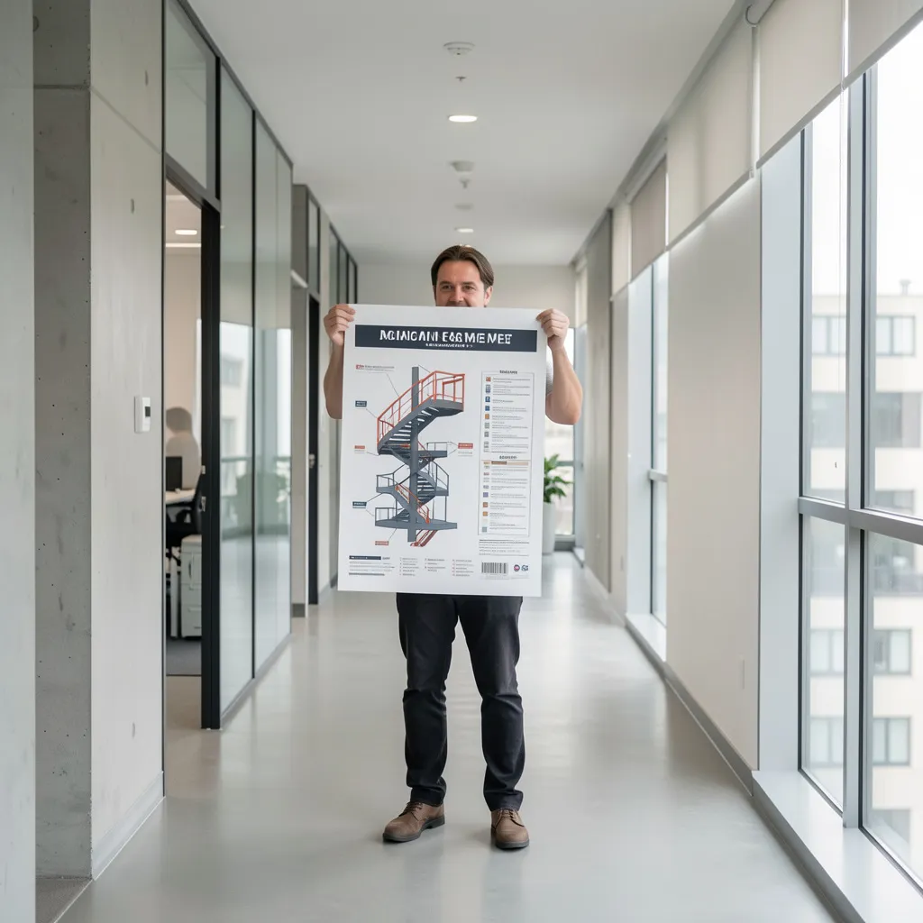 Hotel corridor escape plan poster