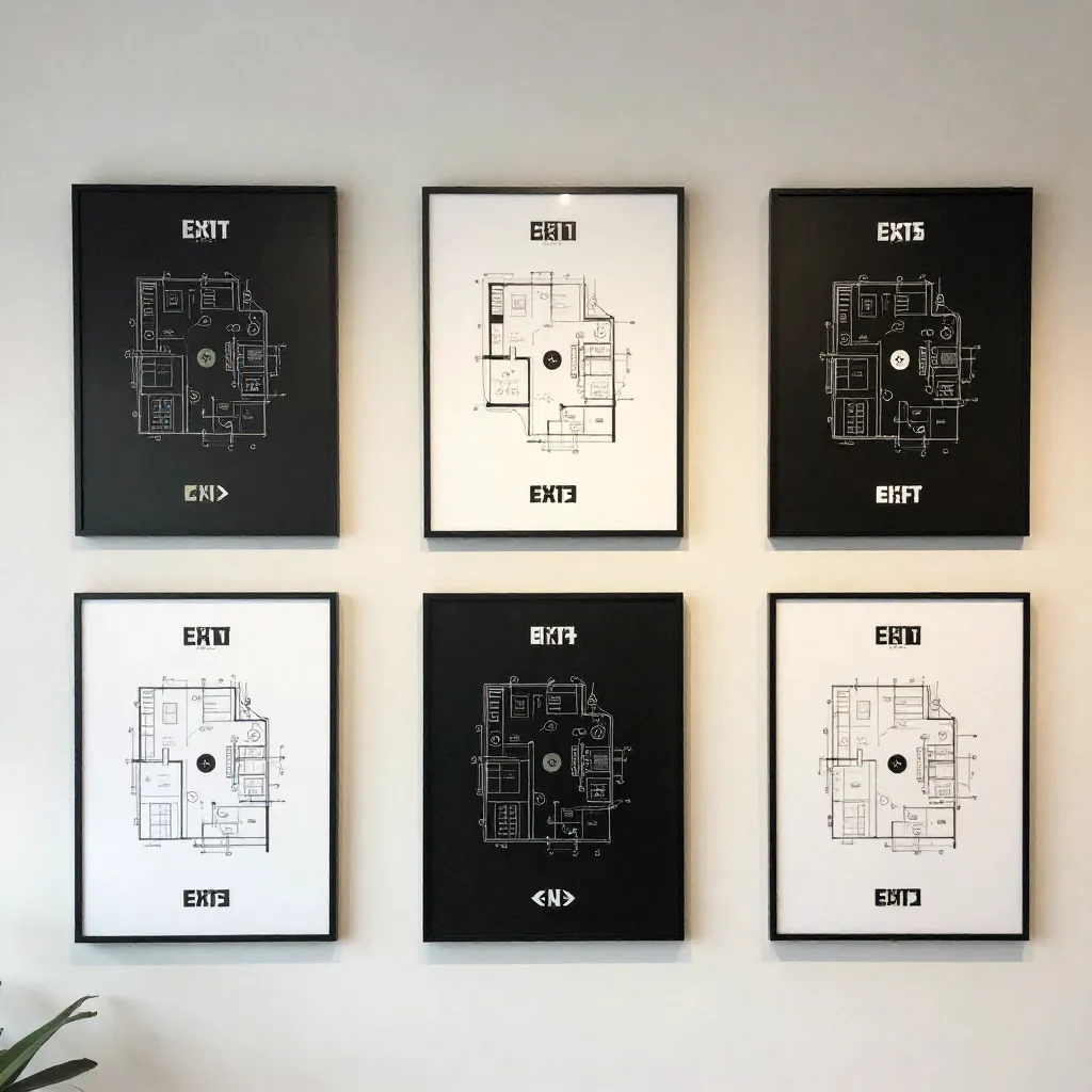 Technical specification diagram for escape plan poster